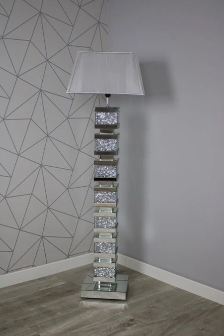 Speilet gulvlampe med hvit skjerm - 150cm