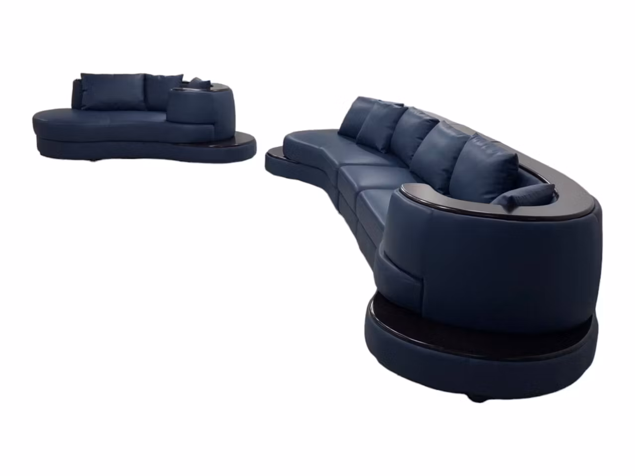 Slim L-Sofa med Sjeselong - Blå