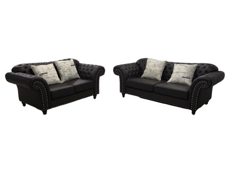 Norway Chesterfield 3 + 2 seter - Mørkebrun - Ekte skinn
