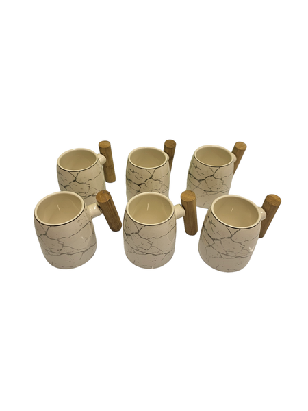 6x kopper med Bamboo håndtak - Queens Porcelain