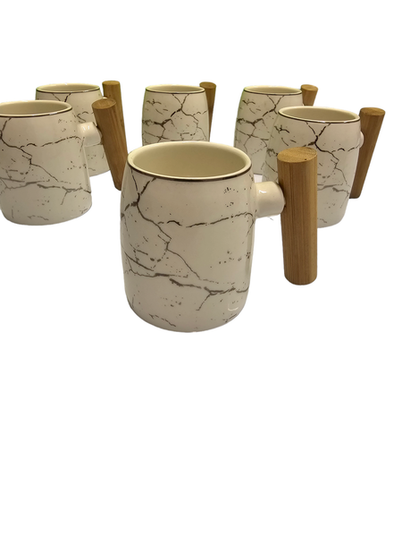 6x kopper med Bamboo håndtak - Queens Porcelain