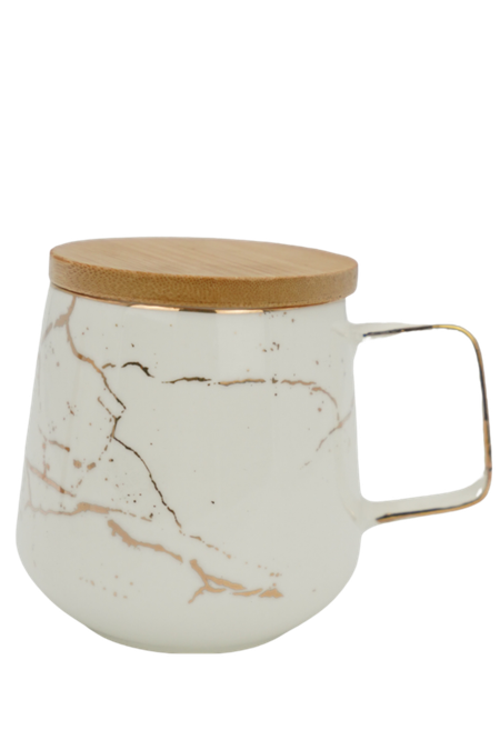 6x kopper med Bamboo lokk - Queens Porcelain