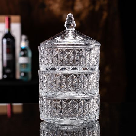 3-delers snackssett/godterikrukke i glass - Delisoga The Dazzling Sugar Jar