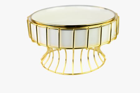 Gull/sølv Serveringsskål/snackskål m/holder i stål - Queens Porcelain