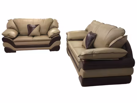 Sleek Sofagruppe 3 + 2 seter - Brun/mørkebrun - Ekte skinn