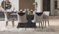 Bella Spisebord med 6x Spisestoler - 160x100cm - Antrasitt