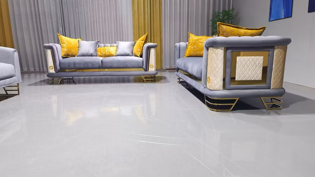 Luxor Sofagruppe 3 + 3 + 1 - Grå & beige detaljer