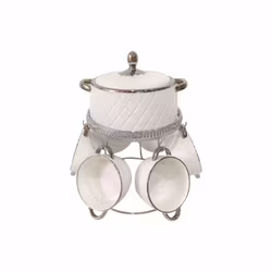 Suppesett med suppeterin, 6stk. skål og stativ