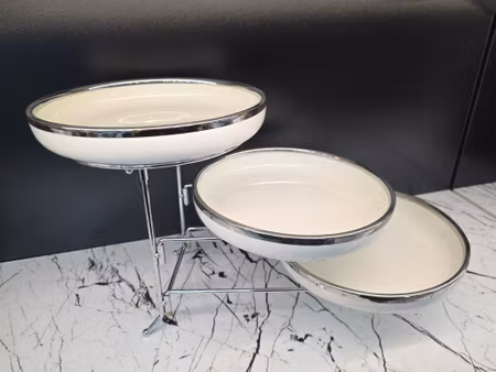 3-Delers serveringsfat med stativ - Porselen