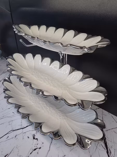 Leaf 3-Delers serveringsfat med stativ - Porselen