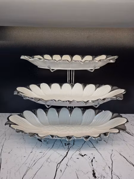 Leaf 3-Delers serveringsfat med stativ - Porselen