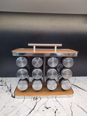 Sett med 12 stk. krydderbeholdere & Stativ