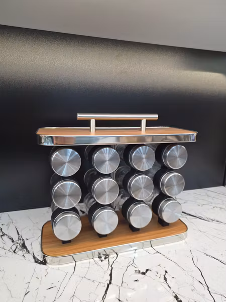 Sett med 12 stk. krydderbeholdere & Stativ