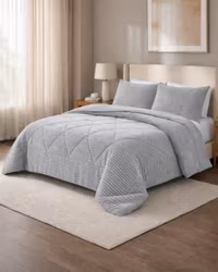 Sengesett i 3 deler - Stripe Lysegrå