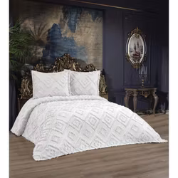 Sengesett i 3 deler - Camelia Krem-hvit