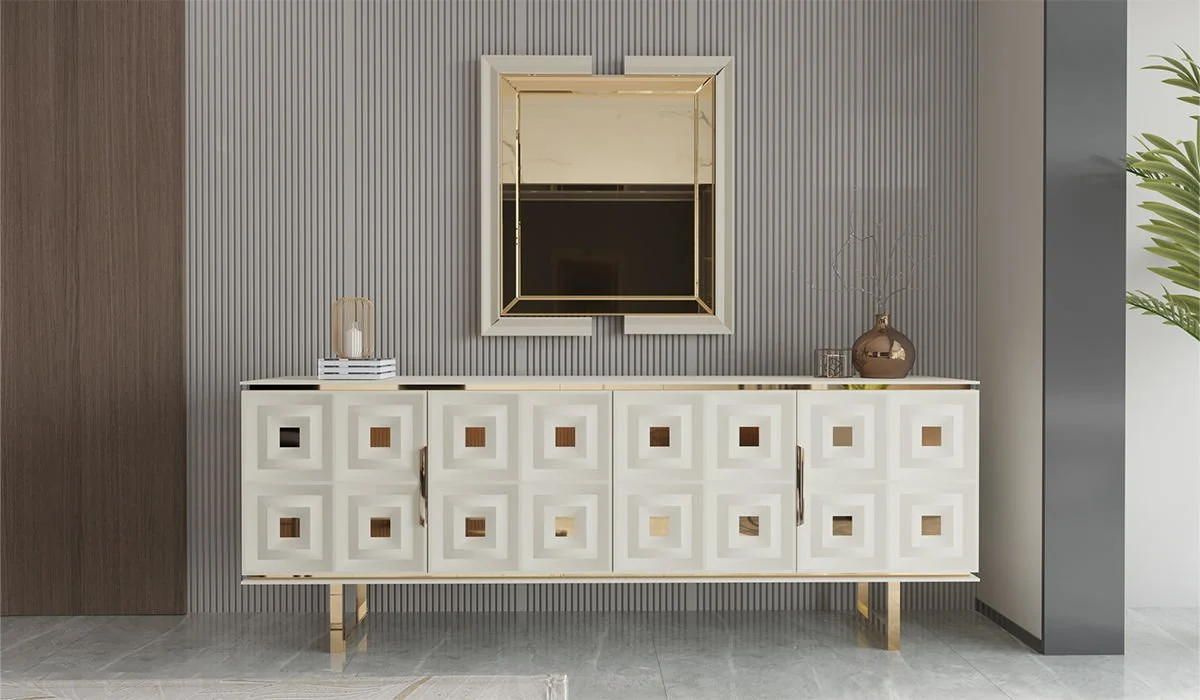 Vanesa Konsollbord & Speil - Perlet Hvit