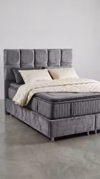 Urban - Grå Velour 160x200cm - Dobbeltseng inkl. Hodegavl