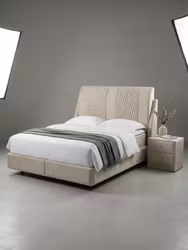 Royal - Beige Velour 160x200cm - Dobbeltseng inkl. Hodegavl