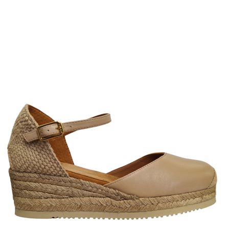 Espadrillo Platå-Kilklackar Beige I Läder