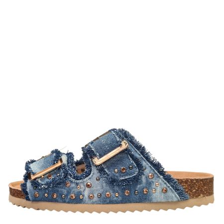 Denim Sandal Med Nitar Och Strass