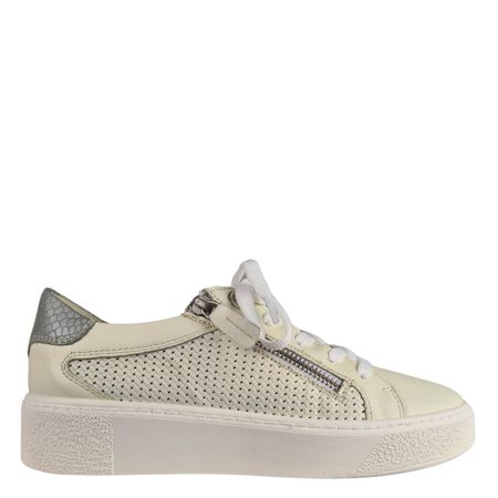 Vit sneaker med flätat läder och silverdetaljer