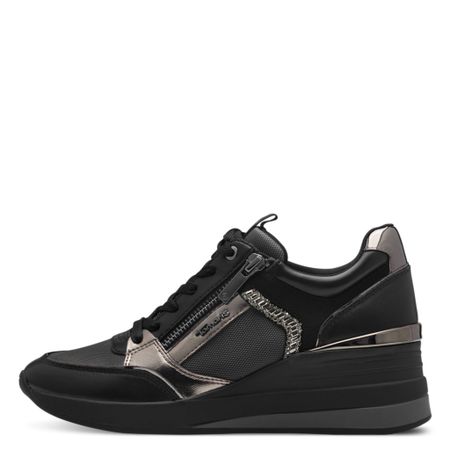 Tamaris damsneaker i antracit – glittrande stil med komfort