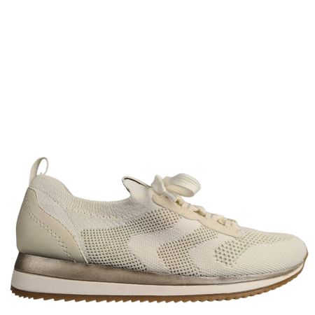 Ljusbeige damsneaker med skimrande detaljer