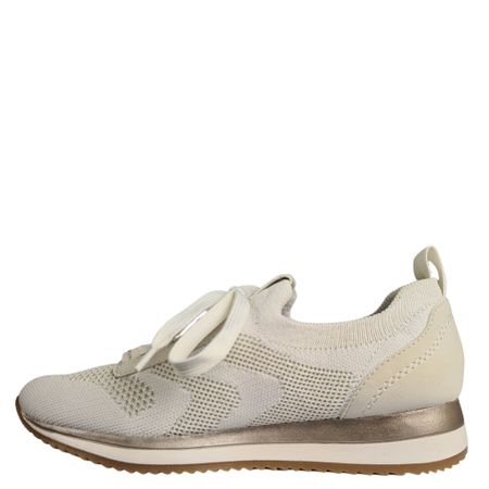 Ljusbeige damsneaker med skimrande detaljer