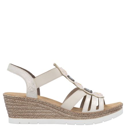 Elegant kilklacksandal från Rieker med gnistrande detaljer
