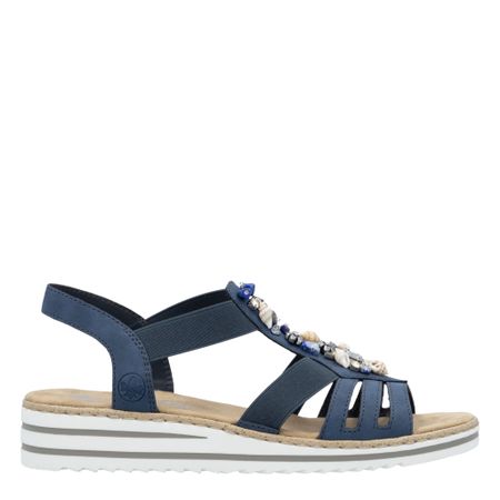 Blå Lätt och elegant sandal med dekorativa stenar