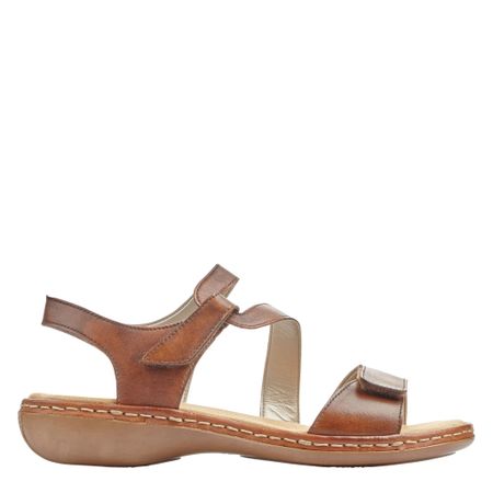Brun, stilren sandal med kardborre remmar