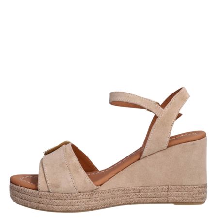 Ljusbeige espadrillos med kilklack och gulddetaljer – Billi Bi