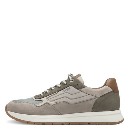 Grå och grön herrsneaker i läder och textil