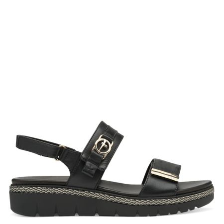 Svart sandal från Tamaris i läder. Stil och komfort med uttagbar innersula
