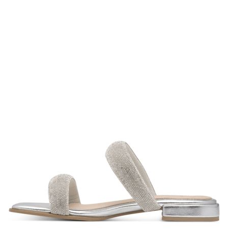Elegant slip-in sandal med glittrande stenar
