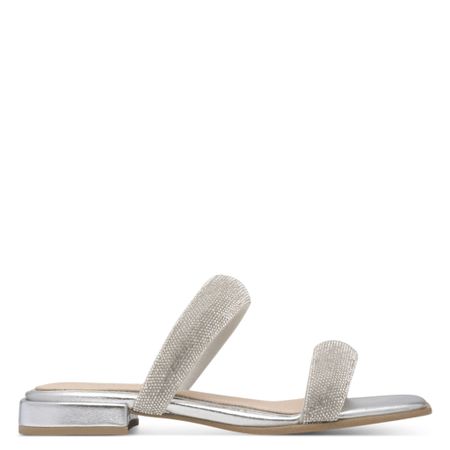 Elegant slip-in sandal med glittrande stenar