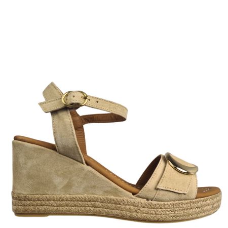 Beige espadrillo kilklackssandal i mocka
