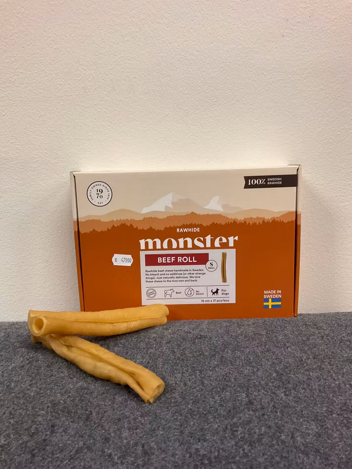 Monster Rawhide Beef Roll S 15cm box (17st)