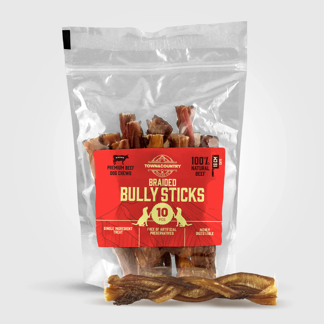 T&C Braided Bully Stick 15cm 10-pack (tuggfläta tjurmuskel)
