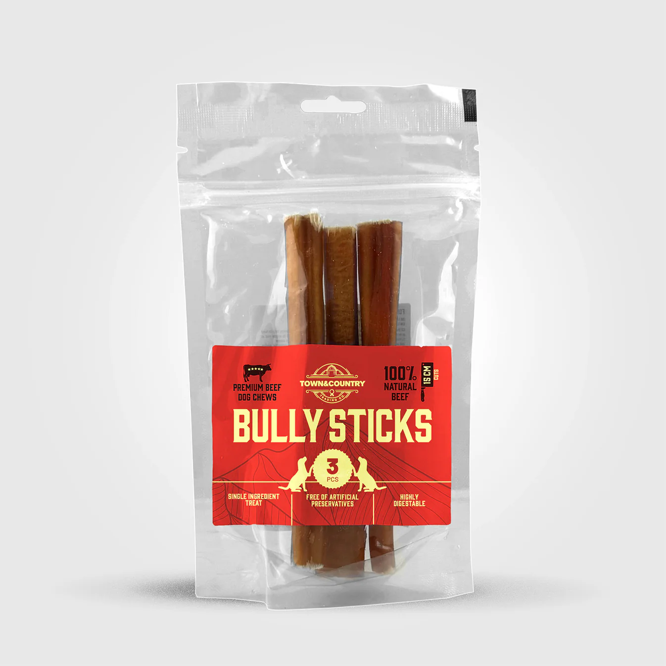 T&C Bully Sticks 15cm 3-pack (tjurmuskel)