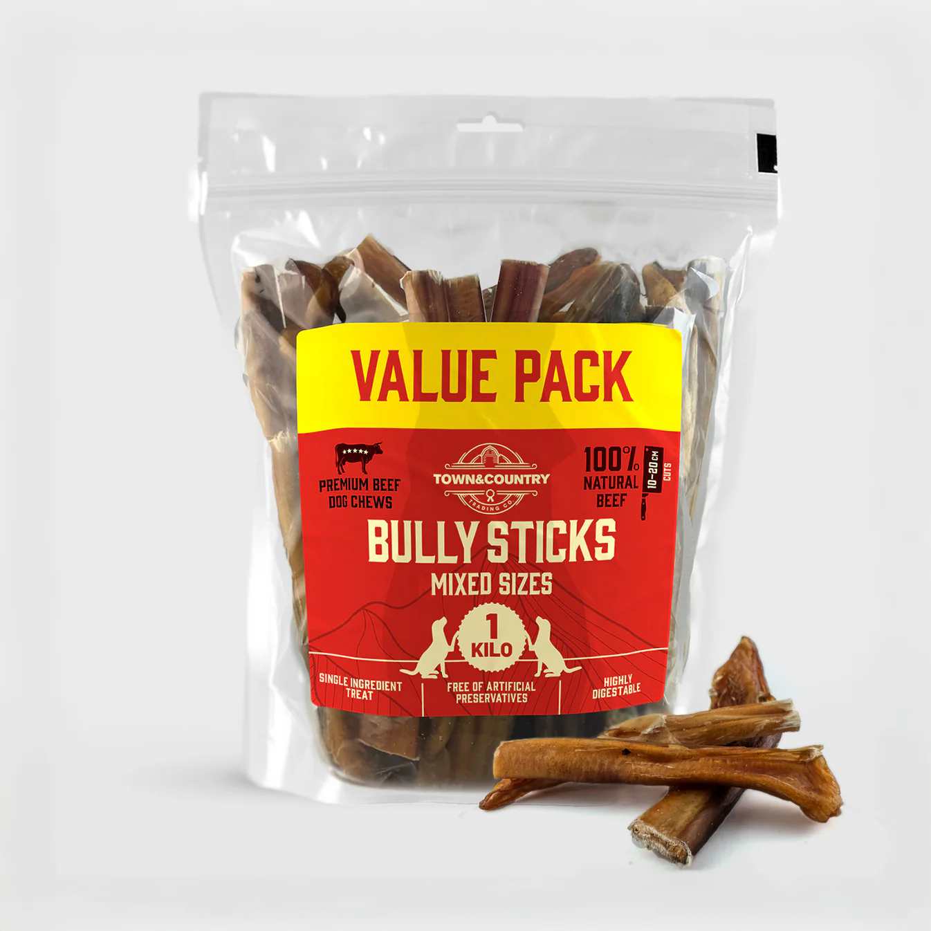 T&C Value Pack Bully Sticks Mixed Sizes (tjurmusklar)