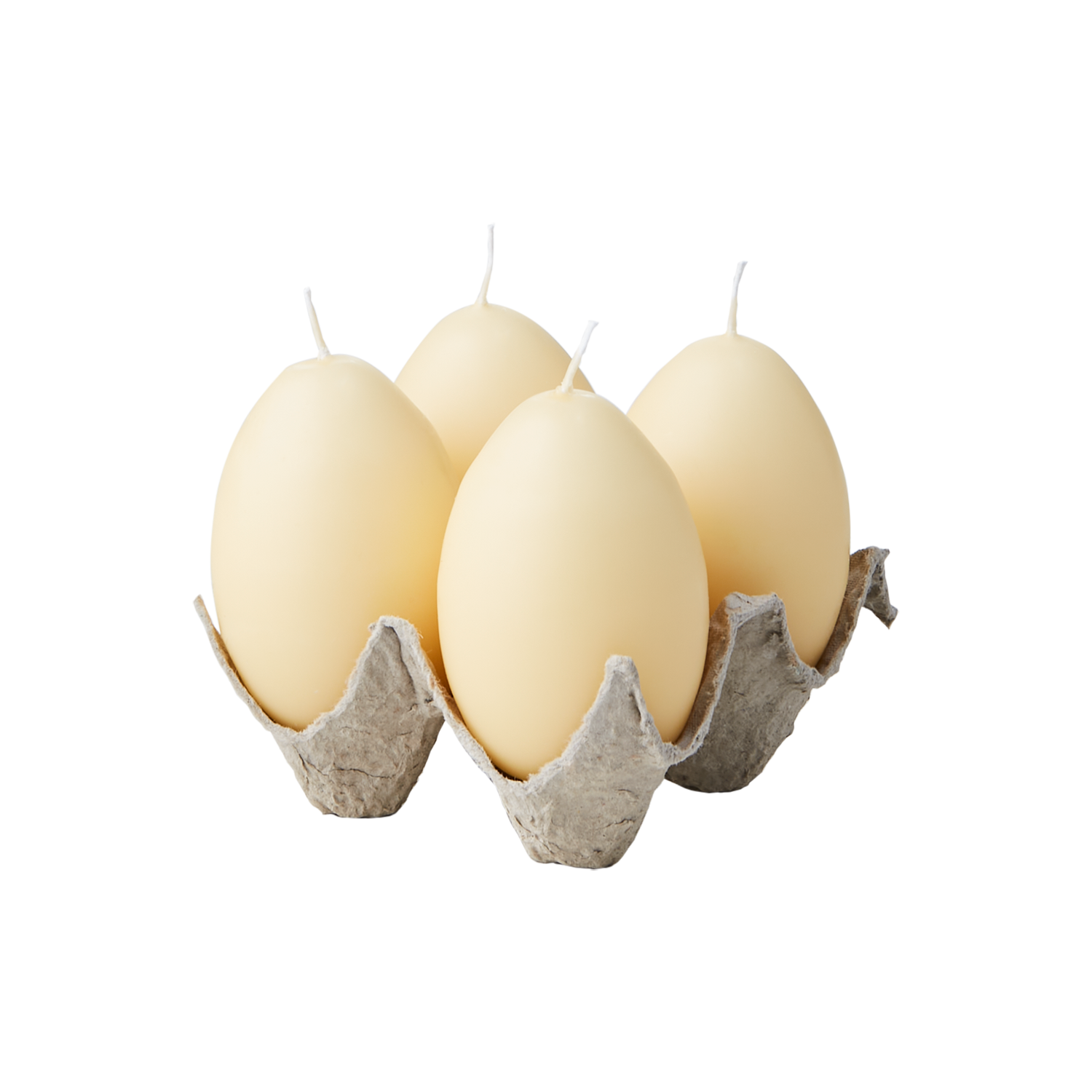Figurljus Hönsägg i äggkartong, 4-pack, Gul