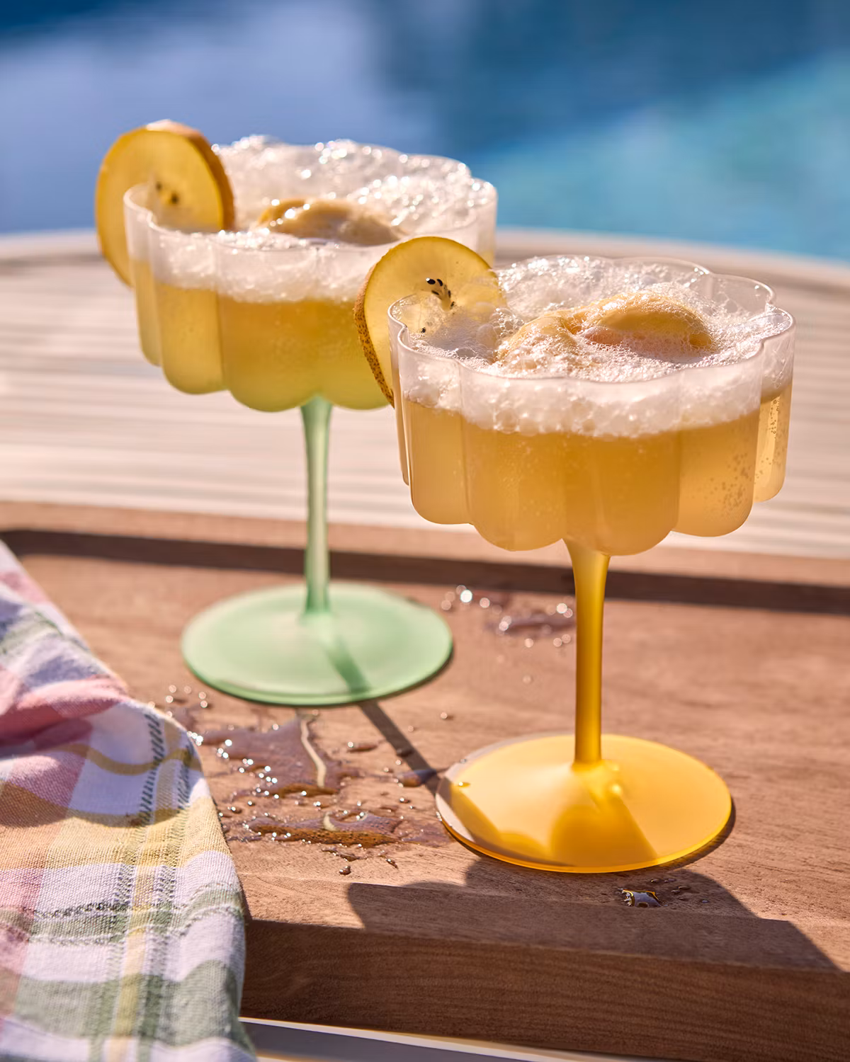 Munblåst Cocktail/dessertglas, Gul, 4-pack
