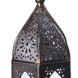 Värmeljuslykta i järn och glas, 21cm