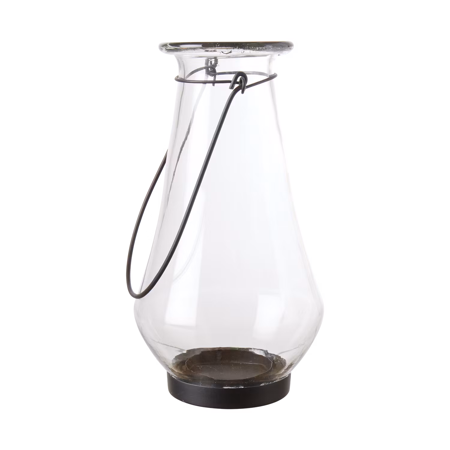 Ljuslykta i glas med handtag i järn - Hänglykta för inomhus och utomhus, 25cm