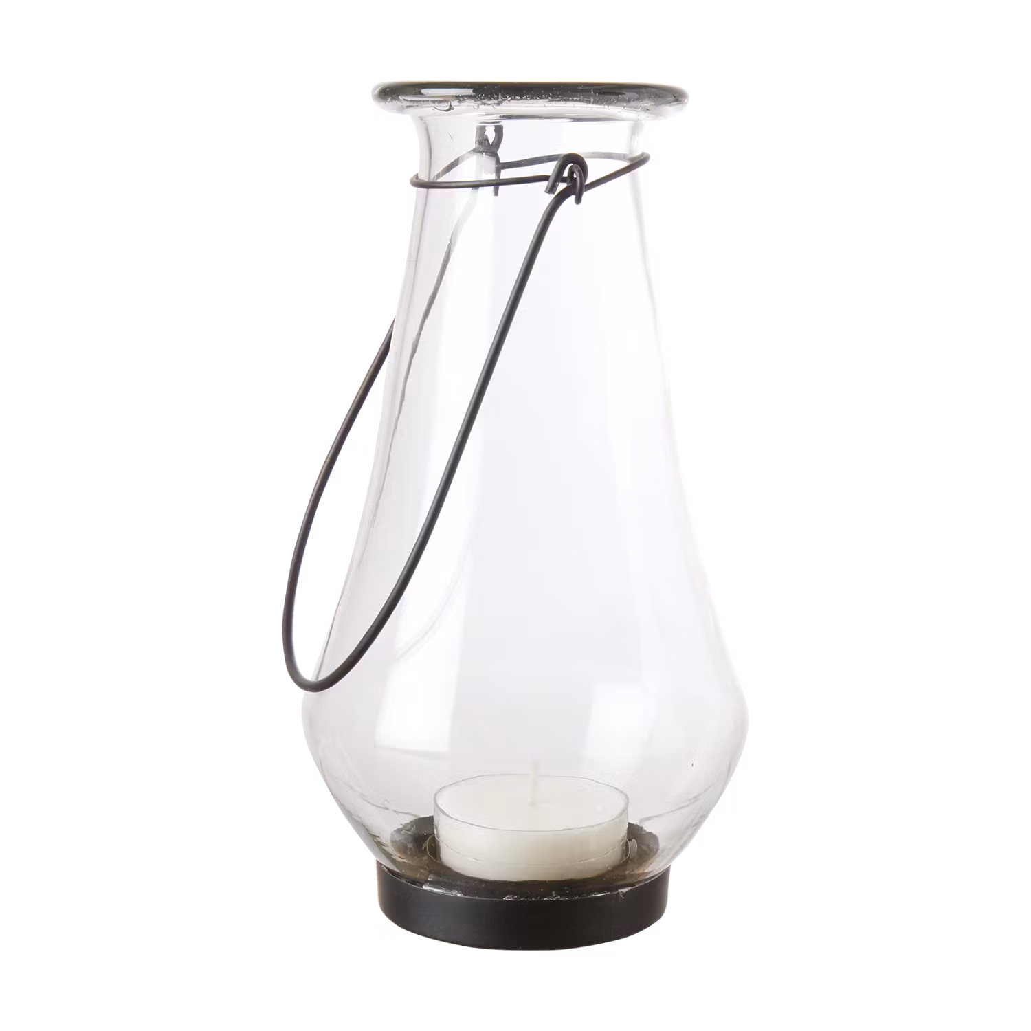 Ljuslykta i glas med handtag i järn - Hänglykta för inomhus och utomhus, 25cm
