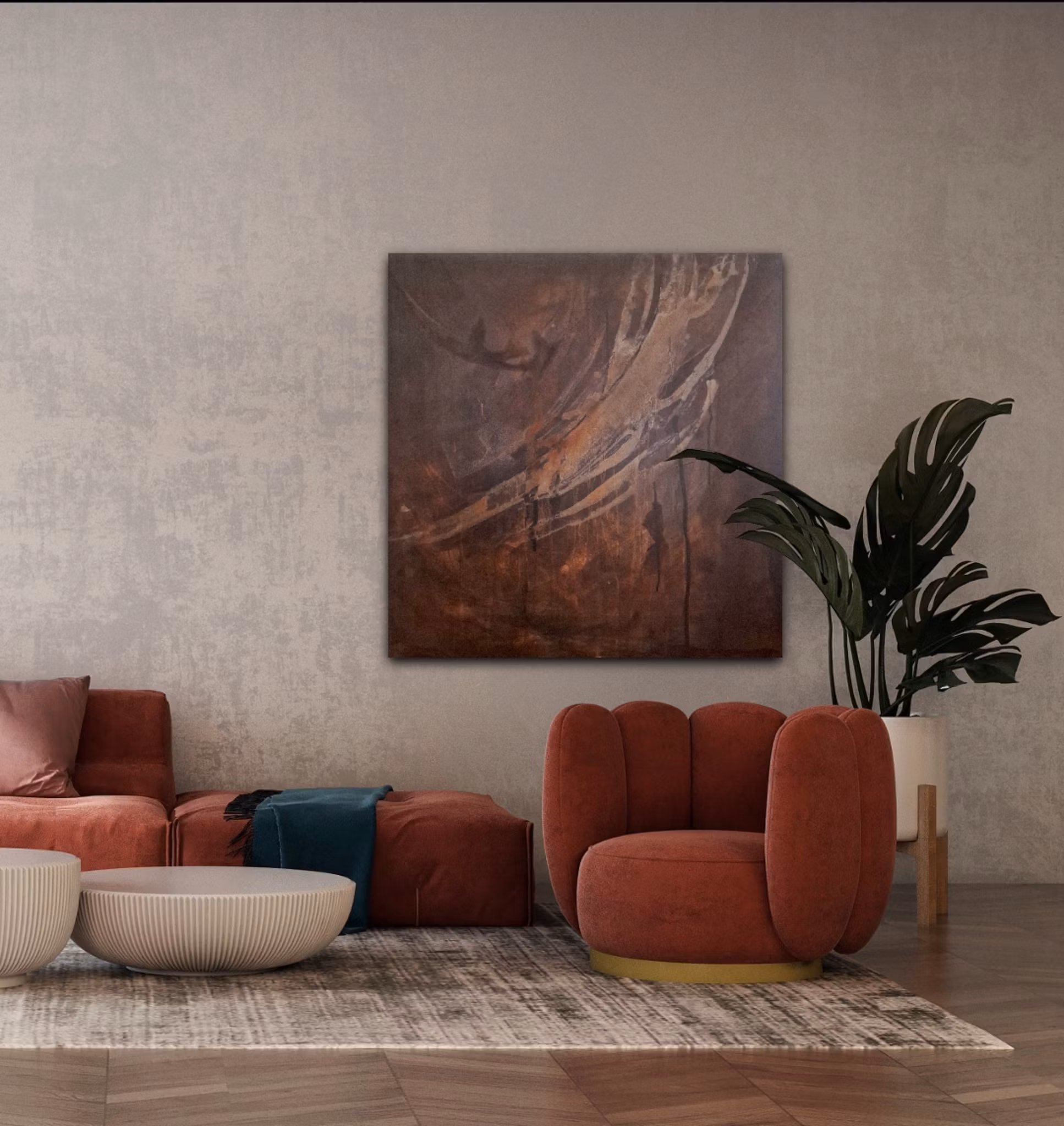 "Muddy Mist" - Original painting, 90x90cm