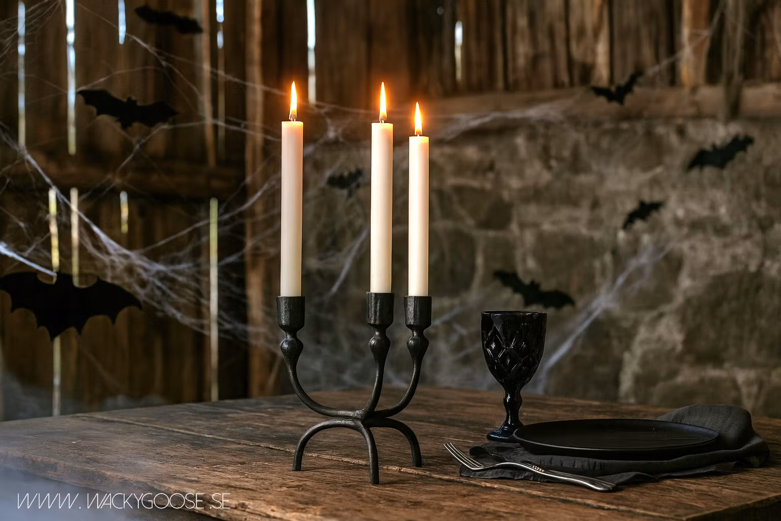 Kandelaber i järn, 19cm, Svart