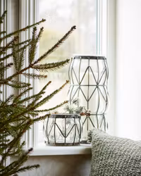 Vas i klarglas och metall, 34cm