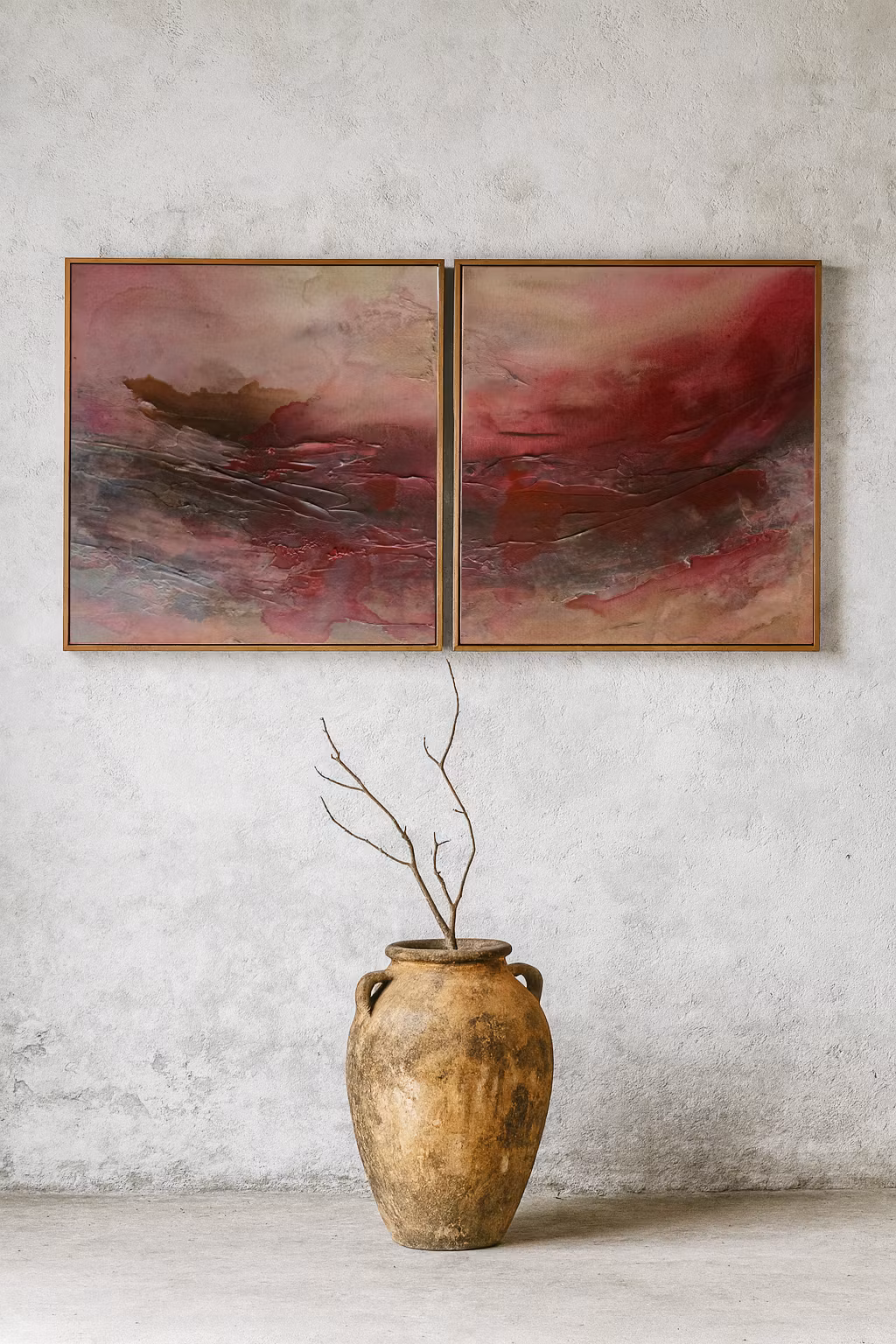 Veins of Earth - "Burning Soil" &"Bleeding Sky", Originalmålning, 60x60cm vardera